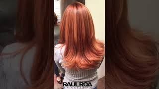 Cabello Cobre con Mechas Doradas shortvideo  RAUL ROA ESTILISTA [upl. by Reilamag]