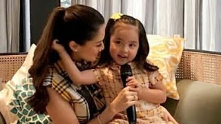 Pregnant Marian Rivera with very cute Zia Dantes at the press lunch of NIDO 3 [upl. by Sihonn399]