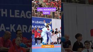 Timing Uramawashi geri hook kick karate germany league shortsyoutube defender timing reality [upl. by Nac]