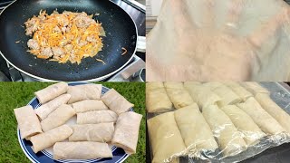 How I Make amp Freeze Spring Rolls  Beef Spring Rolls Recipe From Scratch [upl. by Lyndel]