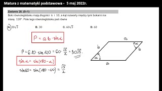 Zad 20 Planimetria Pole równoległoboku [upl. by Hoffer679]