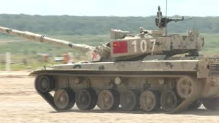 Chinese Tank Biathlon Team Performs in Russia [upl. by Wilburn]