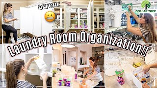 BUDGET LAUNDRY ROOM ORGANIZATION 2023  DOLLAR TREE ORGANIZING IDEAS  DECLUTTERING [upl. by Ambrosine]