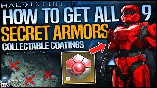 Halo Infinite How To Get All 9 SECRET MULTIPLAYER ARMOR SKINS  COATINGS  Campaign Armor Coatings [upl. by Attelliw541]