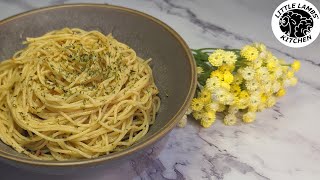 Quick amp Easy One Pan Garlic Butter Anchovy Angel Hair Pasta Recipe  ASMR cooking [upl. by Rentschler]