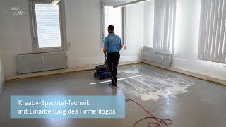 MediFloor Linoleum sanieren  reinigen einfärben mit SpachtelTechnik  Einfügen des Firmenlogos [upl. by Trilbi]