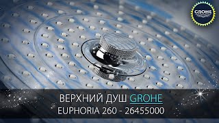 Видео обзор верхнего душа 260 мм с 3 типами струй  Grohe Euphoria 26455000 [upl. by Irvin994]