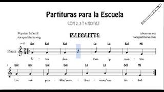 6 Partituras para la Escuela con 2 3 y 4 Notas Canciones Infantiles [upl. by Onibag]