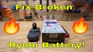 How to Fix a Ryobi 18V Battery that Will Not Charge with a Car Battery Charger Broken Ryobi Battery [upl. by Lias]