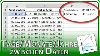 ZEIT Tage Monate Jahre seit bis Datum Alter GeburtstagExcel Grundlagen Tutorial amp Anleitung [upl. by Htebiram]