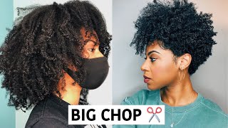 BIG CHOP on NATURAL HAIR Watch me go from LONG NATURAL HAIR to SHORT TAPERED CUT [upl. by Aesoh]