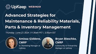 Advanced Strategies for Maintenance amp Reliability Materials Parts amp Inventory Management [upl. by Ellatnahc]