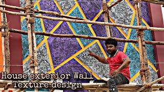 geometric modern Wall Texture design house elevation  Exterior Modern Wall painting designs [upl. by Alene]