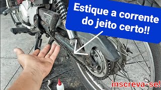 Como esticar a corrente da sua moto da forma correta veja [upl. by Atiluap938]