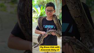 Brave kids with anaconda  friendly snakes shorts [upl. by Rosabel]