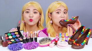 Chocolate Makeup Edible Cosmetic Mukbang DONA [upl. by Annocahs753]