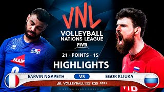 France vs Russia  VNL 2021  Highlights  Earvin Ngapeth vs Egor Kliuka [upl. by Shaun771]