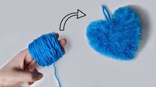 Easy Pom Pom Heart Making Idea with Fingers ❤ How to Make a Heart from Woolen Theards [upl. by Tiertza]