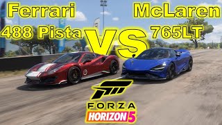 McLaren 765LT VS Ferrari 488 Pista in Forza Horizon 5 [upl. by Haym]