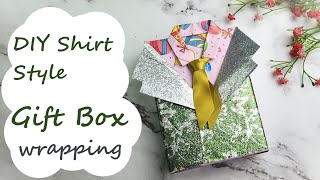 DIY Shirt Style Gift Box Wrapping for Him [upl. by Nowell495]