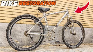 Transforming A Trash Bike Into A Epic Black and white Mountain Bike BIKE RESTORATION [upl. by Ely]