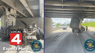 Crash involving semigravel hauler closes WB I94 at Van Dyke Avenue in Detroit [upl. by Drucill896]