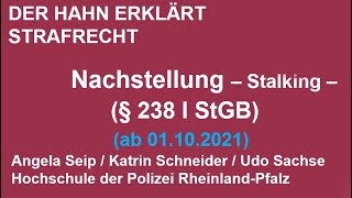 Der Hahn erklärt Strafrecht  § 238 StGB Nachstellung [upl. by Marie]