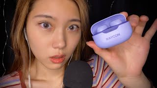 TALKING ASMR  RAYCON EARBUDS REVIEW💜✨ feat earbuds case [upl. by Trask817]