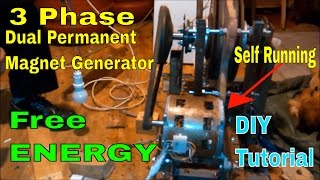 Self Running 3 Phase Dual Permanent Magnet Free Energy Generator 2017  2018 Tutorial  DIY  part1 [upl. by Angelis]