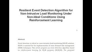 Resilient Event Detection Algorithm for Non Intrusive Load Monitoring Under Non Ideal Conditions Usi [upl. by Aeuhsoj]