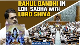 Watch Rahul Gandhi Shows Image of Lord Shiva in Lok Sabha Speaker objects BJP Panics Parliament [upl. by Menashem]