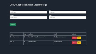 JavaScript CRUD Application With Local Storage  CRUD Operations In JS [upl. by Erin113]