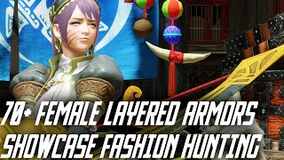 70 Female Layered Armors You MUST HAVE  Best Fashion Sets  MHRise Sunbreak [upl. by Melonie]