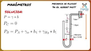 MANÓMETROS Ejercicio Resuelto Mecánica de fluidos [upl. by Hardy]