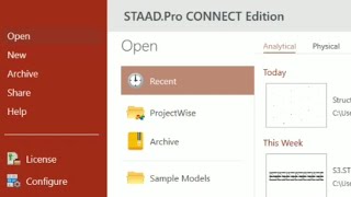 STAAD Pro Connect Edition  Exploring Startup Window amp Licenses Configuration [upl. by Nowd482]