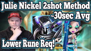 PC Abyss  30sec AVG Julie Nickel 2Shot Method Lower Rune Quality  Summoners War [upl. by Lodhia]