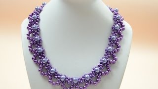 PandaHall Jewelry Making Tutorial VideoHow to Bead a Purple Pearl Lace Necklace for Brides [upl. by Nyliret]