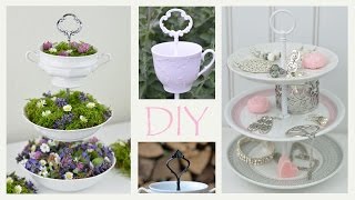 DIY  Etagere aus altem Geschirr selbermachen romantische Deko Vintage Shabby Chic  How to [upl. by Veda70]