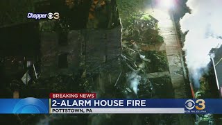 Firefighters battle 2alarm house fire in Pottstown [upl. by Ecidnac]