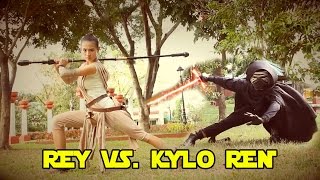 Star Wars The Force Awakens REY VS KYLO REN [upl. by Alrad]