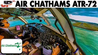 Air Chathams ATR72 Cockpit to Chatham Islands from Auckland to Wellington [upl. by Elletnahs959]