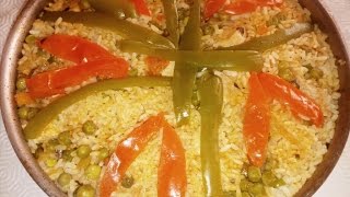 پايلا اقتصادية بالدجاج والحوتPaella au poulet et aux légumes [upl. by Onaicilef29]