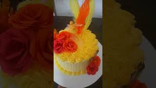 Lets decorate a cake 😍🌼 කහ පාටින් කේක් එකක් ලස්සන කරමු [upl. by Amirak]