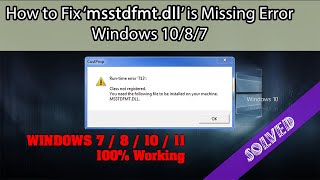 How to Fix Run time error msstdfmtdll’ is Missing Error In Windows 781011 Tutorial [upl. by Malorie683]