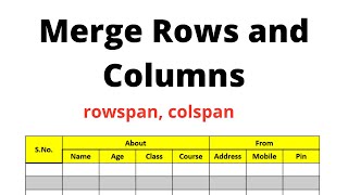 How to merge to rows amp columns in HTML  rowspan amp colspan in html  by Vivek Shakya  tutorial 11 [upl. by Ahtekahs]