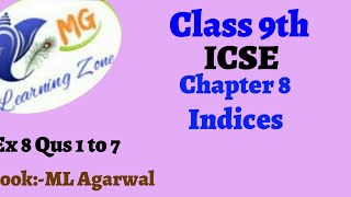 Class 9th ICSE Math Ch 8 Indices Ex 8 Qus 1 to 7 [upl. by Schifra]