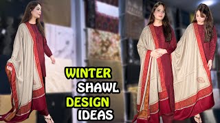 Farshi Shalwar Kameez Winter Shawl Dress Design Ideas  Pashmina Karndi Wool Shawal Design [upl. by Nodarb]