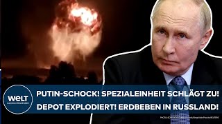 UKRAINEKRIEG Schock für Putin Spezialeinheit zerstört Waffendepot MegaExplosion löst Beben aus [upl. by Lilak]