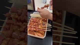 Preparing well seasoned pork for skewers porkbellyrecipes porkbarbecue barbecue skewers [upl. by Chema]