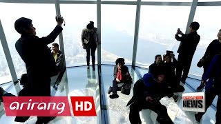 Worlds fifthtallest building Lotte World Tower holds grand opening [upl. by Wahlstrom]